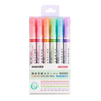 Набор кривых ручек и маркеров 6 Кривых форм, Цветные ручки для ведения дневника, разнообразные маркеры для блокнота, принадлежности для скрапбукинга