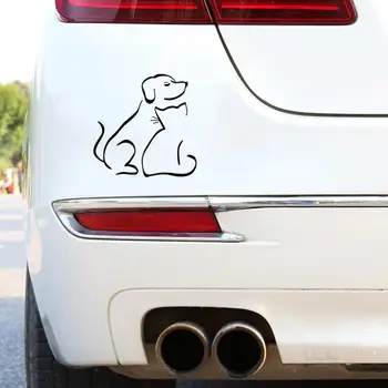 Наклейка на кузов автомобиля с рисунком собаки и кошки, хороший визуальный эффект, самоклеящаяся виниловая наклейка для декора автомобиля для фургона