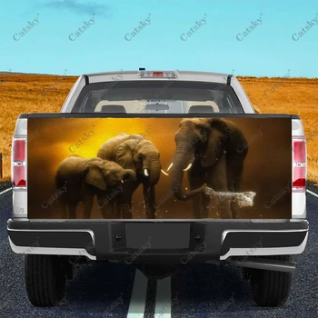 Наклейки с изображением индийского слона ранним утром, модификация заднего хвоста грузовика, покраска, подходящая для упаковки боли в грузовике, наклейки