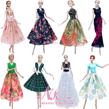 Новейшее кукольное платье NK Mix Style, одежда ручной работы, модная модель платья, юбка для куклы Барби, аксессуары, подарочные игрушки для девочек, JJ
