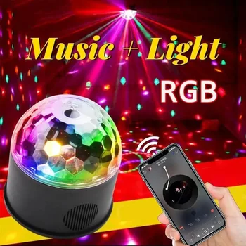 Ночник с диско-шаром RGB с Bluetooth-динамиком, USB-лампа для проектора, светодиодный Звездный Волшебный шар, сценический свет, звук, Звездные огни, спальня