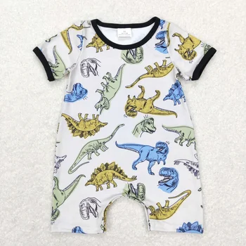 Оптовая Продажа, Комбинезон с короткими рукавами для малышей, Динозавры Для мальчиков, Летняя Цельная Детская Одежда Для новорожденных