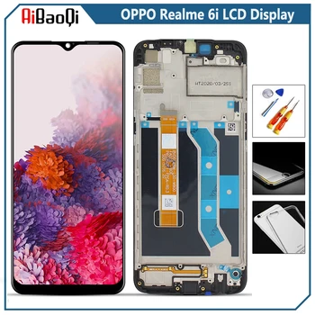 Оригинал для OPPO Realme 6i RMX2040 Сенсорный дигитайзер с ЖК-дисплеем в сборе для 6,5-дюймового OPPO Realme 6i с заменой рамки