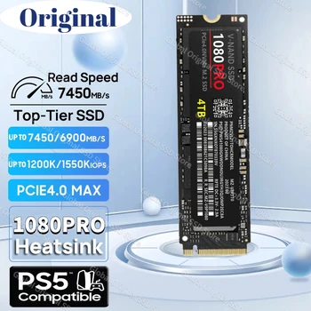 Оригинальный SSD 1080PRO 4 ТБ 2 ТБ 1 ТБ M2 2280 PCIe 4.0 Чтение NVME 7500MB/S Твердотельный Жесткий Диск Hdd Для Настольного компьютера/Игрового ноутбука PS4/PS5