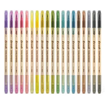 Пластиковые Акварельные Художественные Маркеры Brush Pen Set Большой Емкости Нетоксичная Двуглавая Цветная Ручка Быстросохнущая Износостойкая