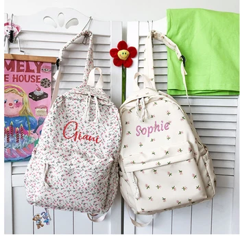 Повседневный рюкзак в корейском стиле с вышивкой для девочек и именной минималистичный подарочный пакет для учащихся начальной и средней школы