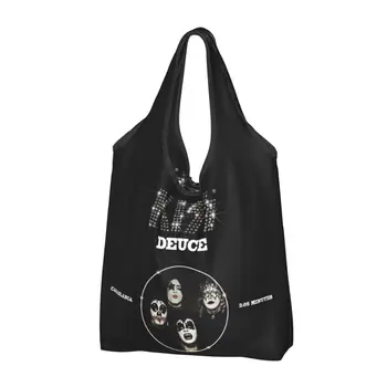 Продуктовые сумки KISS Band Deuce Music Прочные большие многоразовые складные сумки для покупок, которые можно стирать с чехлом