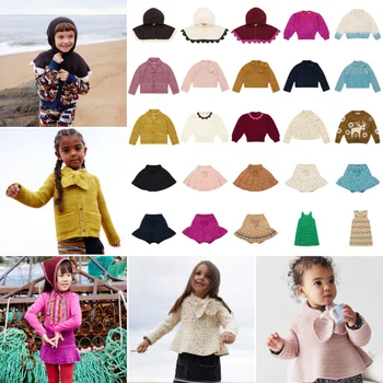 Пуловер Misha Puff для девочек Ellie, Кардиган Для мальчиков, Вязаный Свитер, Шаль С капюшоном, Детские Топы, Детская Зимняя Одежда для Малышей, Юбка для девочек