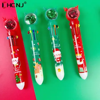 Рождественский Санта-Клаус 10 цветов Шариковая ручка 0,5 мм Выдвижная ручка Подарки для студентов Школьные Офисы Канцелярские принадлежности