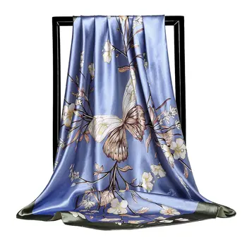Роскошный шелковый весенне-осенний Модный женский Новый шелковый шарф с принтом, туристический Квадратный шарф с цветочным рисунком, приморский солнцезащитный крем, качественная шаль