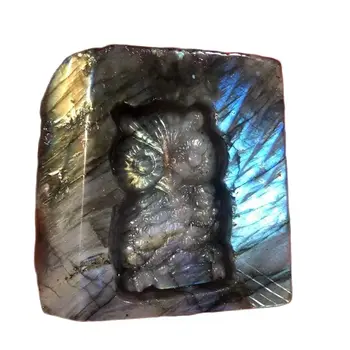 Ручная резьба Лабрадорит Сова Целебный кристалл для натурального камня Минерал