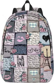 Рюкзак, Повседневный легкий Винтажный Парижский рюкзак для ноутбука, Мужская Женская дорожная сумка, Уличный Холщовый рюкзак