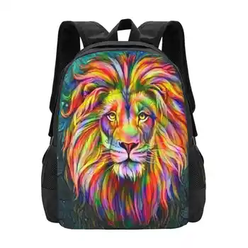 Рюкзак с 3D принтом Rainbow Lion, студенческая сумка, масло льва, красочный рисунок Радужного Кошачьего тигра, Короля джунглей, новая популярная зима