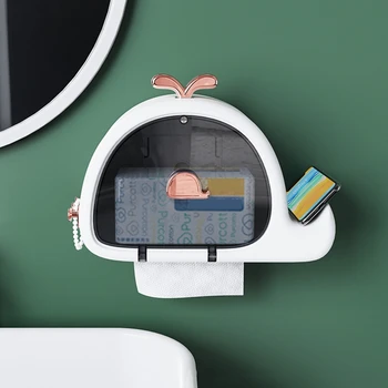 Симпатичный Диспенсер для туалетной бумаги в форме Кита, настенная коробка для бумажных салфеток, держатель для туалетной бумаги без перфорации, Простая установка M68E