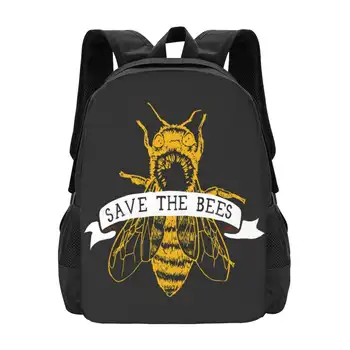Спасите пчел! (Темный ) Школьная сумка Рюкзак большой емкости для ноутбука Веганство Права животных Этичные животные Медоносная пчела Здоровое питание