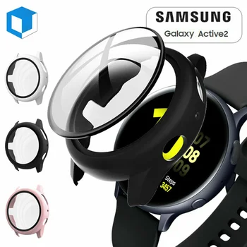 Стекло + Чехол для Samsung Galaxy watch active 2 44 мм 40 мм Универсальная крышка бампер + Защитная пленка для экрана correa active2 44 мм 40 мм
