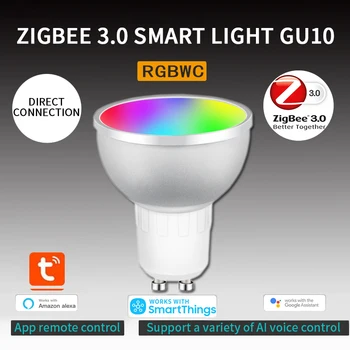 Умная светодиодная лампа Tuya 3.0 5 Вт RGB CW с голосовым управлением Ночник с регулируемым цветом Умная лампа Работает с Alexa Home