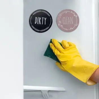 Универсальный Магнитный с сильным всасыванием Многоразовый Двусторонний Знак Очистки И загрязнения Индикатор наклейки на холодильник Магнит для посудомоечной машины