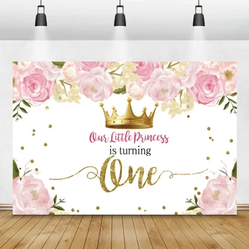 Фон для фотосъемки с розовыми цветами на День Рождения Маленькой принцессы, Семейная вечеринка, портрет ребенка, плакат на заказ, фон для фото