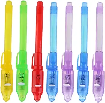 Шпионская ручка 7ШТ с исчезающими чернилами в ультрафиолетовом свете, ручки для детей, волшебный маркер для секретного сообщения, Рождественский подарок для мальчиков и девочек
