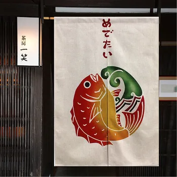 Японская занавеска Noren Koi Fish Noren Enso Хлопчатобумажная льняная японская занавеска для дверного проема
